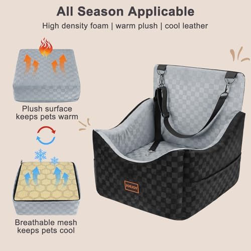 JOEJOY Elevated Dog Car Seat - Grey, up to 35lbs, Memory Foam