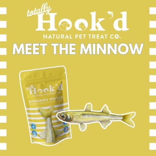 Totally Hook'd Freeze‑Dried Single‑Ingredient Treats, High‑Protein Omega-3 Training Snack for Dogs & Cats (2 Ounce, Minnows)