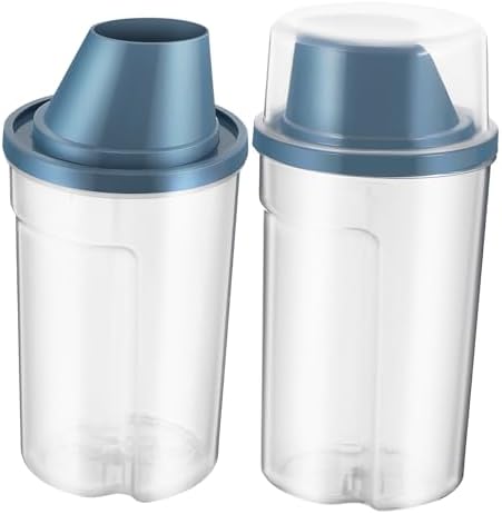 Healifty 2pcs Airtight Pet Food Storage Containers Grey Blue Durable Dry Food Bins with Ergonomic Grip for Cats and Dogs Moisture Vacuum Seal