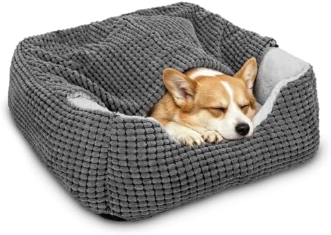 GASUR Dog Beds for Large Medium Small Dogs, Rectangle Cave Hooded Blanket Puppy Bed, Luxury Anti-Anxiety Orthopedic Cat Beds for Indoor Cats, Warmth and Machine Washable (30 inches, Grey)
