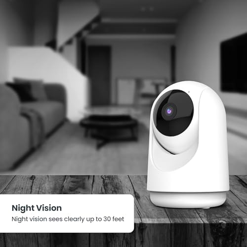 Feit Electric Smart Indoor Pan Tilt Baby Monitor Camera, 2K WiFi Security Camera with AI Motion Alerts, Motion Tracking, Night Vision (30 ft), Two-Way Audio, Local Storage, 2.4GHz WiFi