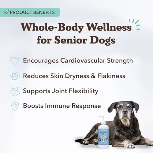 Natural Dog Company Senior Dog Bundle – Omega 3 Fish Oil Liquid 16oz & Senior Wellness Chews 90ct – Support Mobility, Brain, Heart & Eye Health with Turmeric, Salmon, Lion’s Mane & Omega-3s