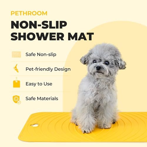 PETHROOM Non-Slip Shower Mat & Dental Toothbrush Set for Small Dogs and Cats – Anti-Slip Bath Mat, Pet Oral Care Brush, Safe Grooming, Durable, Comfortable, and Gentle for Bath Time and Teeth Cleaning