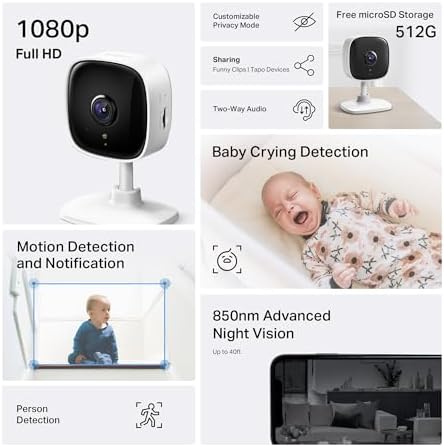 Tapo 1080P Indoor Security Camera, Baby Monitor, Dog Camera, C100(4-Pack)