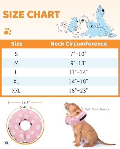 Supet Inflatable Dog Cone Collar Alternative After Surgery, Doggie Neck Donut Collar Recovery E Collar for Neuter, Soft Dog Cone for Small Medium Large Dogs