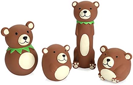CHIWAVA 4PCS Squeaky Latex Dog Toy Funny Brown Bear Sets for Small Dogs | Soft Squeeze Squeak Toys, Great for Interactive Fetch Play Indoor & Outdoor