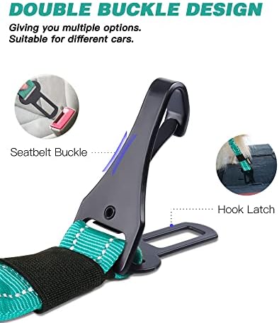 AUBELL Dog Seat Belt for Car - 2-Pack Set, Black+Teal