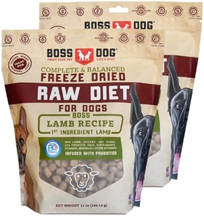 Boss Dog Freeze Dried Raw Diet (Dogs), Lamb Recipe, 12 oz Bag (Bag of 2)