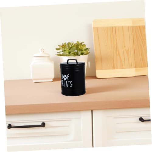 KICHOUSE Dog Food Storage with Airtight Metal Lid Treats Holder for Food Bin Space-saving, 1-Pack, 1 Count, iron, Black