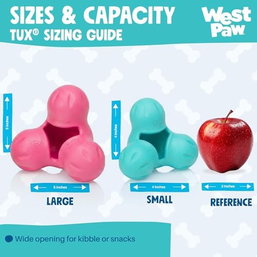WEST PAW Zogoflex Tux Treat Dispensing Dog Chew Toy – Interactive Chewing Toy for Dogs – Dog Games for Aggressive Chewers, Fetch, Catch – Holds Kibble, Treats, Small 4", Teal