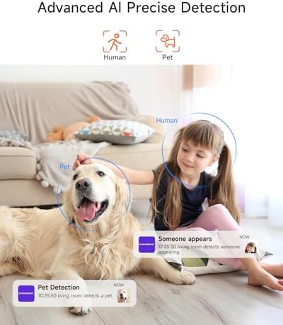 2 Pack 2.5K Cameras for Home Security, Non-Subscription AI Human/Pet/Crying Detection, 4MP Dog/Cat/Pet Camera Indoor with Phone App, Pan Tilt 2.4G WiFi Indoor Cameras, IR Night Vision, 2-Way Audio