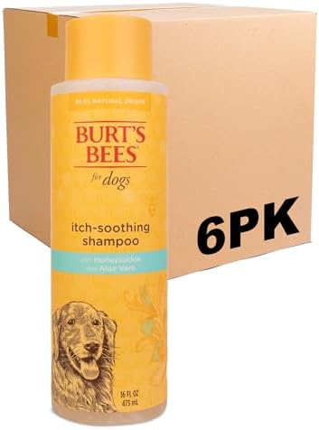 Burts Bees for Pets Itch Soothing Dog Shampoo, Honeysuckle, 16 Fl Oz, 6-Pk | Honeysuckle and aloe, pH-balanced formula, 95%+ natural origin, no sulfates or fragrances