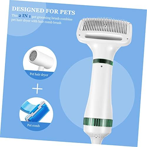 Kisangel Dog Cat Grooming Hair Dryer Brush Low Noise Pet Hair Blower with Adjustable Temperature for Long Hair for Home Salon Plug