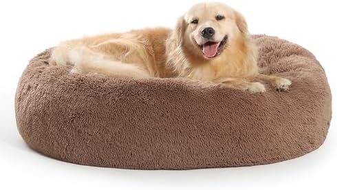 SAVFOX Calming Donut Dog Bed, 36", Brown