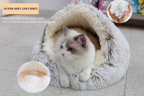 ZaneSun Calming Dog Bed & Cat Cave, Coffee, 25.6"x25.6"