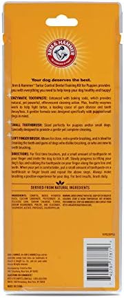 Arm & Hammer Tartar Control Puppy Dental Kit, Vanilla Ginger, 3 Pc, 60-Pack | Includes toothbrush, toothpaste, and finger brush, vanilla ginger flavor, for puppy dental health daily