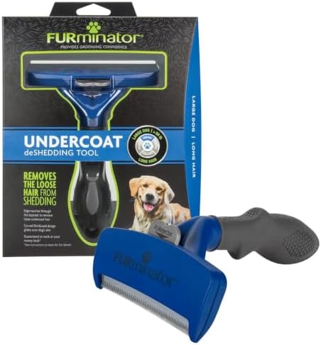 FURminator Large Dog Undercoat deShedding Tool for Long Hair, Large, Blue