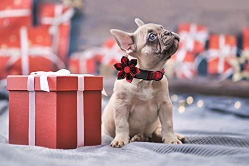 Lionet Paws Christmas Dog Collar with Flower, Soft and Comfortable, Adjustable Collar for X-Large Dogs Girl Gift, Neck 16-26 inches