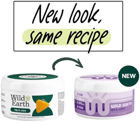 Wild Earth Dog Supplements, Soft Chews for Hip & Joint Support, with Omega 3 Fatty Acids & Anti-inflammatory Turmeric, Veterinarian-Developed, Vegan