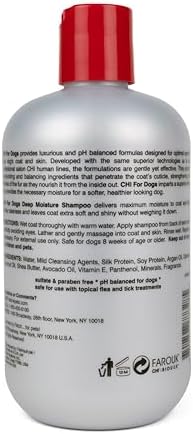 CHI for Dogs Deep Moisture Hydrating Dog Shampoo, 16 Fl Oz Bottle | Ionic technology, pH-balanced formula, hydrating, dry skin and soft shiny coat