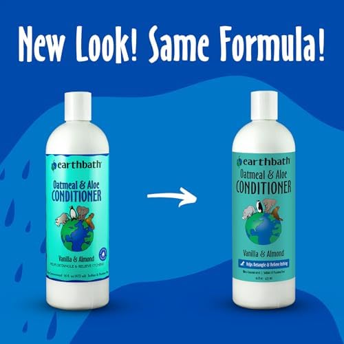 earthbath, Oatmeal & Aloe Conditioner - Dog Conditioner for Allergies & Itching, Dry Skin, Dog Wash that Helps Detangle & Relieve Itching, Made in USA, Cruelty Free Pet Conditioners - 16 Oz (1 Pack) | Dog Conditioner for Allergies & Itching, Dog Wash T...