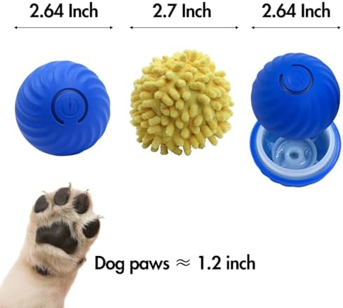 Interactive Dog Ball Toys, Automatic Rolling & Jumping Pet Ball with 2 Durable Covers, Rechargeable Smart Interactive Toy for Small Medium Dogs,Indoor Boredom,Not for Aggressive Chewers,Blue
