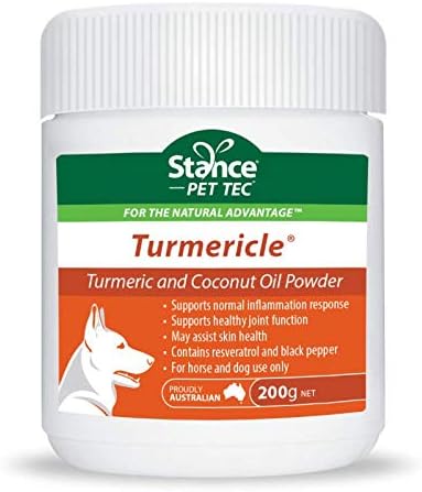 Natural Turmeric Powder for Dogs with Powdered Coconut Oil - Turmericle Anti-Inflamatory Dog Supplement for Healthy Hip & Joint Function - Normal Skin Health (1 Pack)