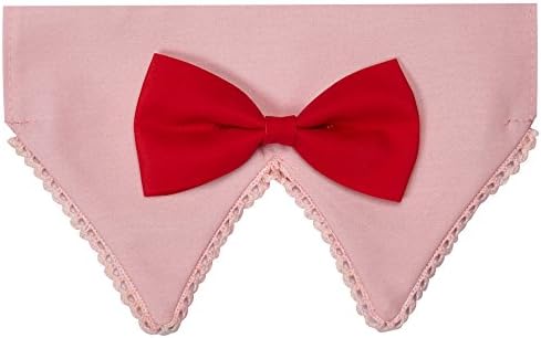 Blueberry Pet Modern Pink Plaid Adjustable Dog Bandana Collar with Bow Tie, Medium, Neck 14.5"-20"