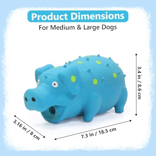 Squeaky Pig Dog Toy that Oinks, Latex Pig 7.3 in Grunting Dog Toys, Durable Dog Chewing Toys for Small Medium Large Dogs (Blue, 1 Pcs)