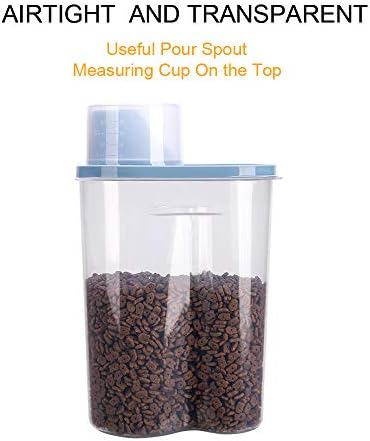 2 Pack 2lb/2.5L Pet Food Storage Container with Measuring Cup, Can Covers and Bowl for Small Dog, Cat, Waterproof-BPA Free