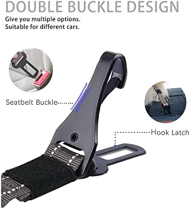 AUBELL Dog Seat Belt for Car - 2-Pack Set, Black+Grey