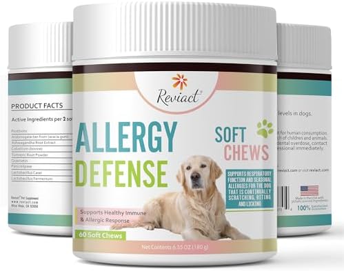 Allergy and Immune Support for Dogs – Itchy Skin Relief with Probiotics, Digestive Aid, Anti-Itch, Dry Skin & Coat Health, Hot Spots and Paw Licking, 60 Chewable Treats