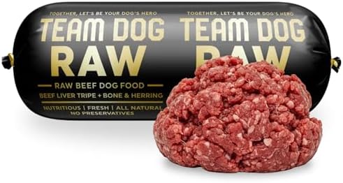 Team Dog Raw Frozen Dog Food | 65% Beef Muscle, Organ Meats, Herring & Green Tripe for Dogs | All Natural Grain Free Dog Food for Optimal Health, Digestion & Coat | 16 x 1lb Rolls