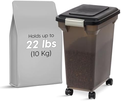 IRIS USA Dog Food Storage Container, Up to 22 lbs, Smoke