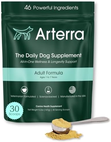 Adult Dog Powder Supplement & Food Topper - 46 Ingredients - 30 Scoops | For Gut, Immune & Brain Health, Daily Longevity Multivitamin for Whole Body Wellness