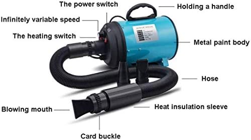 Pet Grooming Hair Dryer Pet Blaster 2200W Stepless Speed Gear Control Low Noise Dogs Hairdryer Adjustable Temperature Heater Dryer Blaster Has 4 Nozzle Options (Color : Pink)