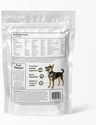 ChefPaw Nutrition Booster for Dogs – Multivitamin Powder with 25+ Essential Nutrients & Calcium – All-Natural Dog Supplement for Homemade & Fresh Food Diets – Supports Bones, Immunity & Overall Health