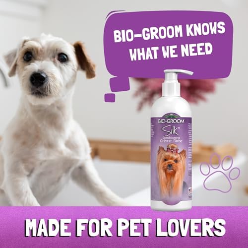 Bio-Groom Silk Creme Rinse Dog Conditioner - Conditioner for Dogs & Puppies, Residue Free Wash, Cruelty Free, Rehydrates Skin & Strengthens Coats, Gentle & Safe - 12 Fl Oz 1-Pack