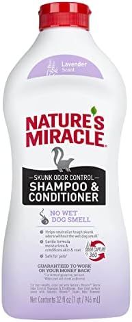 Nature's Miracle Skunk Odor Control Shampoo & Conditioner, 32 oz | Helps Remove Tough Skunk Odors From Dogs & Cats, No Wet Dog Smell, Gentle Formula Moisturizes Coat, Lavender Scent