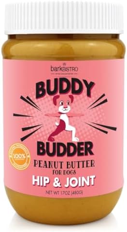 CRANBERRY CANINE BUDDY BUDDER (hip + joint), 100% Natural Dog Peanut Butter, Healthy Peanut Butter Supplement, Made in USA (17oz Jar)