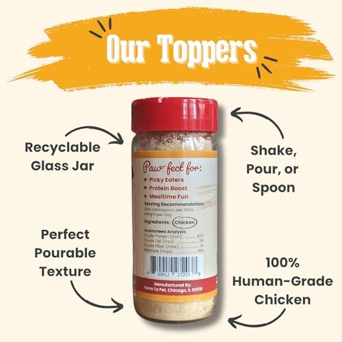 Farm To Pet - Dry Dog Food Topper - 4.7 oz Chicken Meal Toppers for Dogs, Single Ingredient, Lean, All Natural, Healthy Food for Small, Medium, Large Breeds, & Puppies, Made in USA