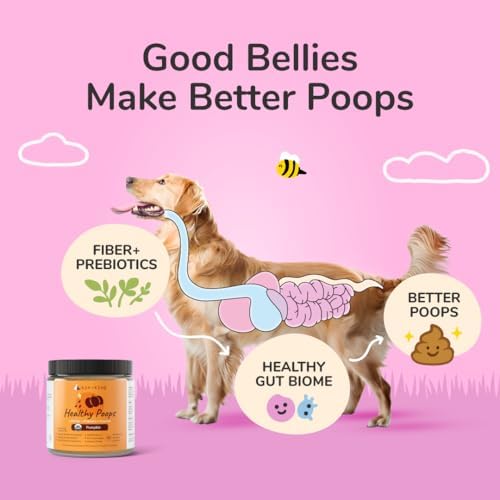 kin+kind Healthy Poops – USDA Organic Pumpkin Powder for Dogs and Cats – Prebiotic Pumpkin Powder, Supports Probiotic Activity – Med. 3-Pack (3 x 4 oz)