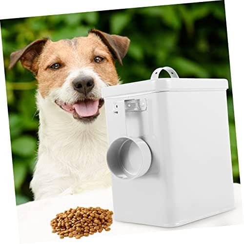 Dog Cat Food Holder Airtight Pet Food Storage Canister for Organizing Dry Food Treats Biscuits Stylish Farmhouse Design Compact Capacity