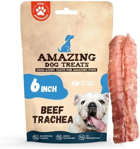 Amazing Dog Treats - 6 Inch Beef Trachea Dog Chews (10 pcs - 16.5 oz) - Trachea Dog Treats - NO Hide - Digestible and Safe Chews for Dogs - Glucosamine and Chondroitin for Joint Health