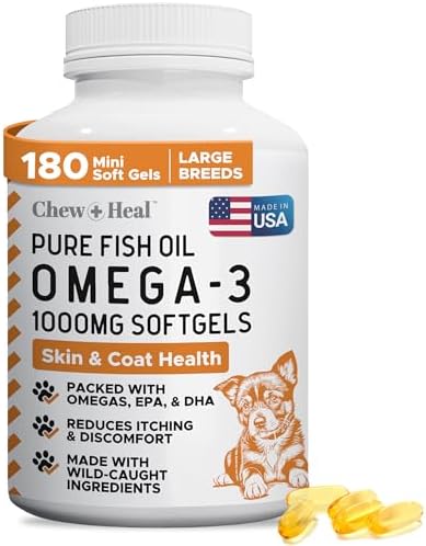Omega 3 Fish Oil for Dogs - 180 Softgels, Wild Caught 1000mg