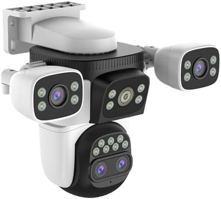 EVERSECU 10x Hybrid Zoom Quad Lens WiFi PTZ Security Camera, Triple Cameras in One, Side Cameras with Adjustable All-Angle Arm, 2K 360° View No Blind Spot, Auto Tracking, Spotlight, 2 Way Audio