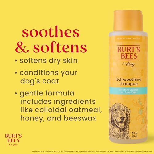 Burts Bees for Pets Itch Soothing Dog Shampoo, Honeysuckle, 16 Fl Oz | Honeysuckle and aloe, pH-balanced formula, 95%+ natural origin, no sulfates or fragrances