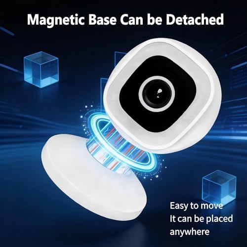 Smart Indoor/Outdoor WiFi Home Security Camera 2K 3MP, Removable Magnetic Head, 360° Adjustable Webcam/Monitor w/ Full-color Night Vision & Phone App Alerts, IP66-rated Waterproof, 2 Way Audio