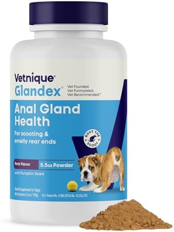 Vetnique Glandex for Dogs Anal Gland Powder, Scooting Fiber 5.5oz Pork