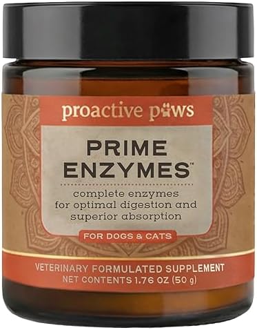 PROACTIVE PAWS Prime Enzymes – Digestive Enzyme Supplement for Dogs and Cats with Taurine, Papaya & Pineapple for Digestive Support and Nutrient Absorption